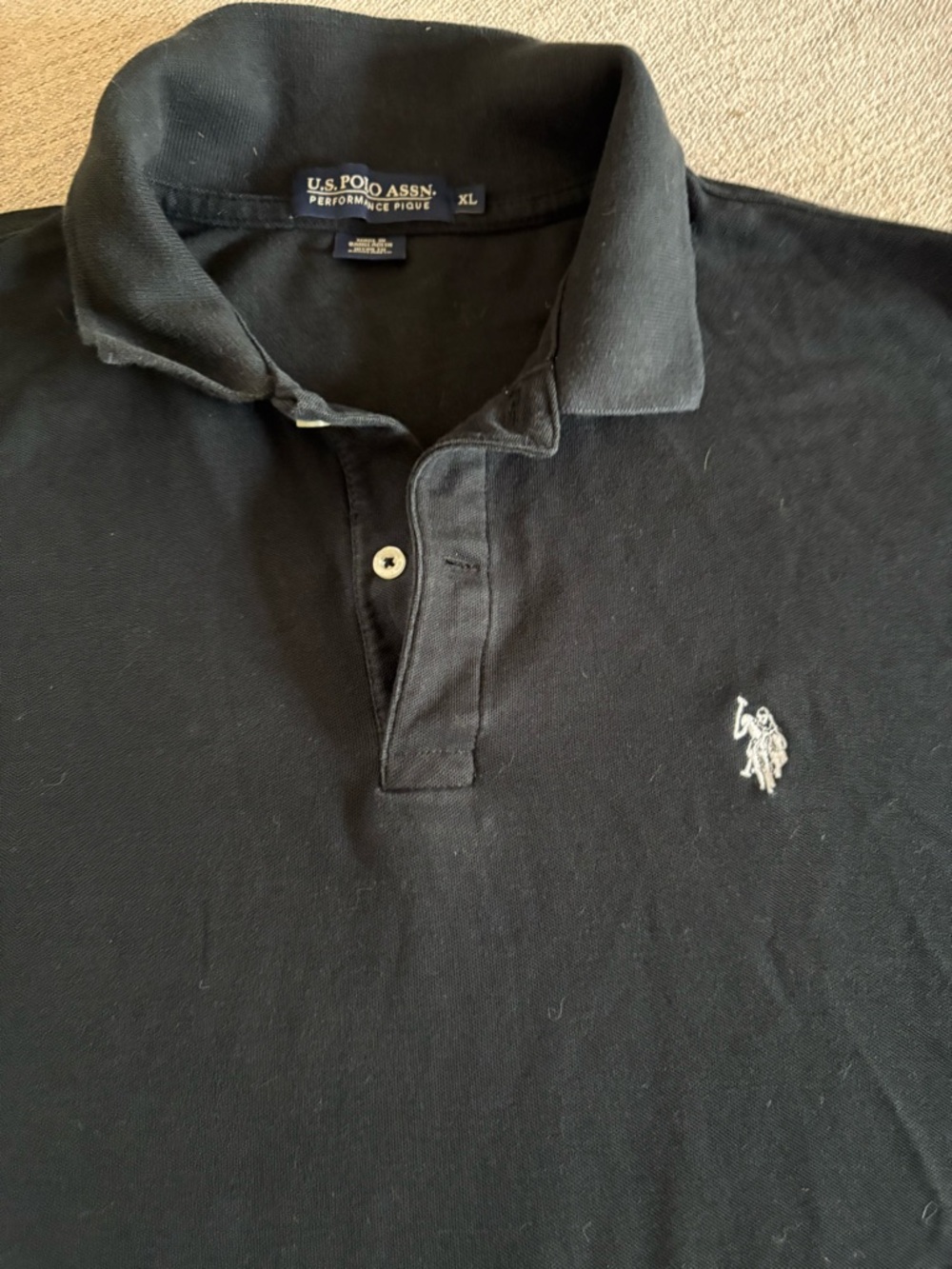 U.S. Polo Assn. Black Men's Polo with Contrasting White Logo